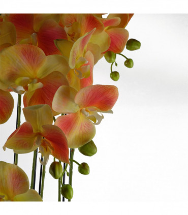 110cm Large Yellow Peach Orchid Plant - Artifcial - 41 REAL TOUCH flowers