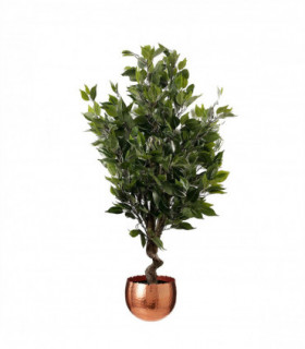110cm Leaf Realistic Artificial Ficus Tree / Plant  Copper Curve Planter