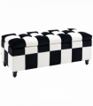 Velvet Storage Ottoman White, Black 114W x 47D x 47H cm Padded Top Wood Legs