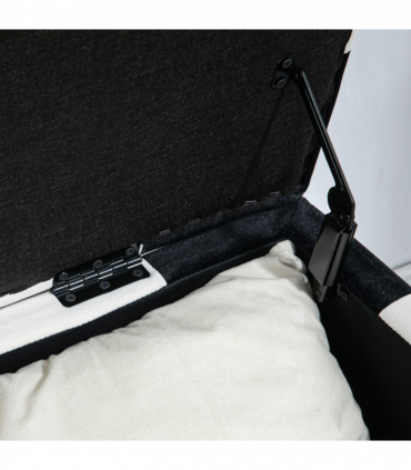 Velvet Storage Ottoman White, Black 114W x 47D x 47H cm Padded Top Wood Legs