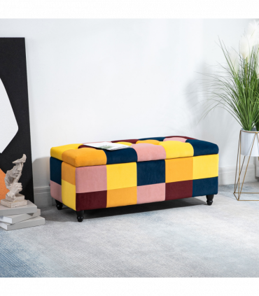 Velvet Storage Ottoman Multicolor 114 x 47 x 47cm Button-tufted Footstool Box