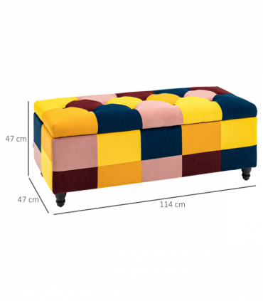 Velvet Storage Ottoman Multicolor 114 x 47 x 47cm Button-tufted Footstool Box