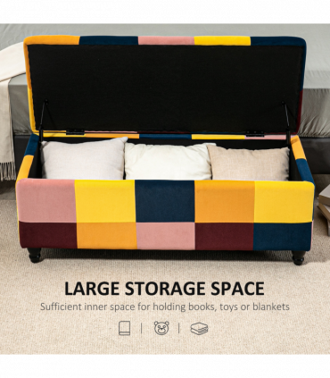 Velvet Storage Ottoman Multicolor 114 x 47 x 47cm Button-tufted Footstool Box