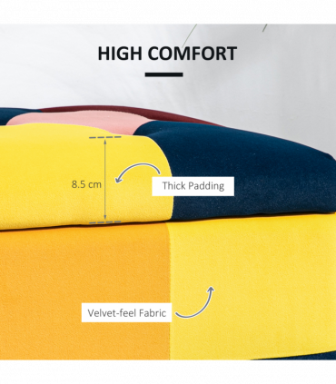 Velvet Storage Ottoman Multicolor 114 x 47 x 47cm Button-tufted Footstool Box