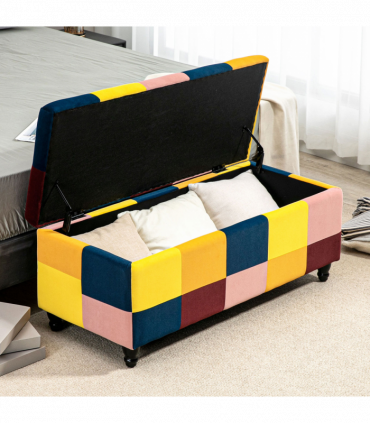 Velvet Storage Ottoman Multicolor 114 x 47 x 47cm Button-tufted Footstool Box