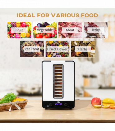 Food Dehydrator 11Tier White 26cm x 39cm x 38cm 550W Food Dryer Machine