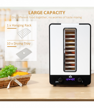 Food Dehydrator 11Tier White 26cm x 39cm x 38cm 550W Food Dryer Machine