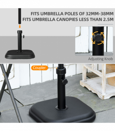 11kg Concrete Garden Parasol Base, Square Outdoor Table Umbrella Stand Holder