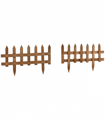 Wooden Border Fences Brown 60cm x 1cm x 34cm 12 Pack Garden Fixed Picket Fence
