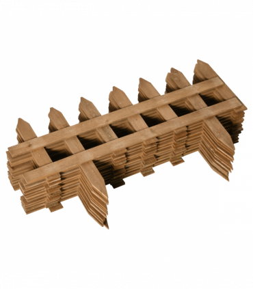 Wooden Border Fences Brown 60cm x 1cm x 34cm 12 Pack Garden Fixed Picket Fence