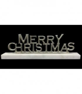 12" NICKEL PLATED MERRY CHRISTMAS ON STAND