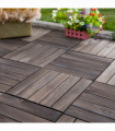 12" x 12" Interlocking Deck Tiles, Pack of 27 Outdoor Flooring Patio Tiles-Teak-AS
