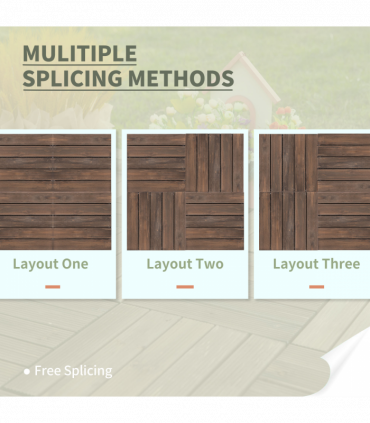 12" x 12" Interlocking Deck Tiles, Pack of 27 Outdoor Flooring Patio Tiles-Teak-AS