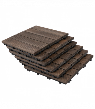 12" x 12" Interlocking Deck Tiles, Pack of 27 Outdoor Flooring Patio Tiles-Teak-AS