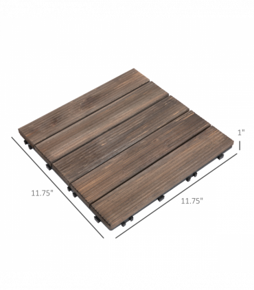 12" x 12" Interlocking Deck Tiles, Pack of 27 Outdoor Flooring Patio Tiles-Teak-AS