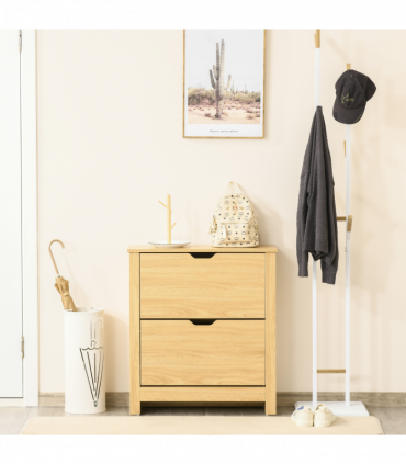 Shoe Storage Cabinet Brown Oak Tone Finish 12 Pairs 80H x 72L x 26Dcm