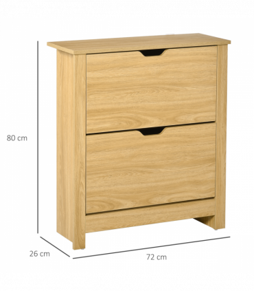 Shoe Storage Cabinet Brown Oak Tone Finish 12 Pairs 80H x 72L x 26Dcm