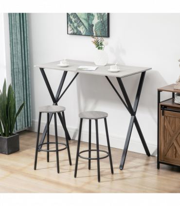 120 cm Rectangular Breakfast Bar Table for 4 People, Steel Legs, White