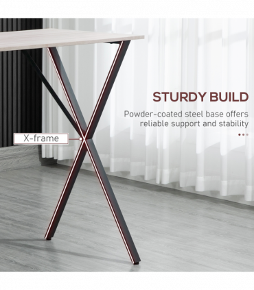 120 cm Rectangular Breakfast Bar Table for 4 People, Steel Legs, White