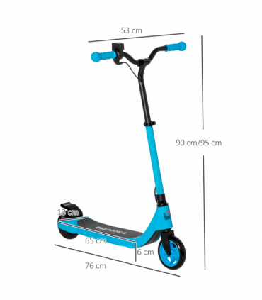 120W Electric Scooter w/ Battery Level Display, Rear Break - Blue HOMCOM