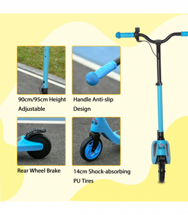 120W Electric Scooter w/ Battery Level Display, Rear Break - Blue HOMCOM
