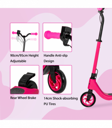 120W Electric Scooter w/ Battery Level Display, Rear Break - Pink HOMCOM