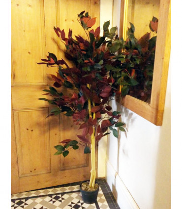 120cm (4ft) Artificial Dark Red Green Ficus Plant - Extra Large