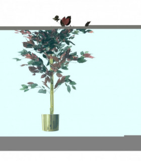 120cm (4ft) Artificial Red Ficus Tree With Gold Metal Planter
