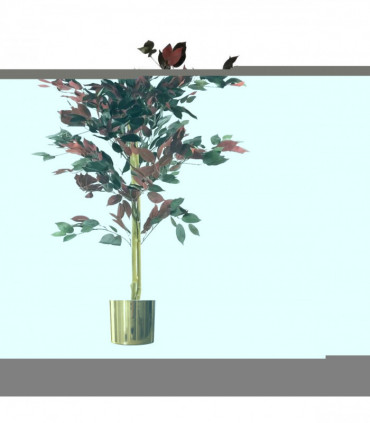 120cm (4ft) Artificial Red Ficus Tree With Gold Metal Planter