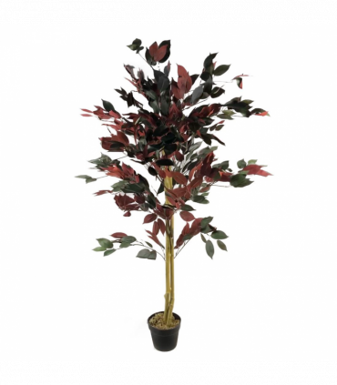 120cm (4ft) Artificial Red Ficus Tree With Gold Metal Planter