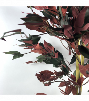 120cm (4ft) Artificial Red Ficus Tree With Gold Metal Planter