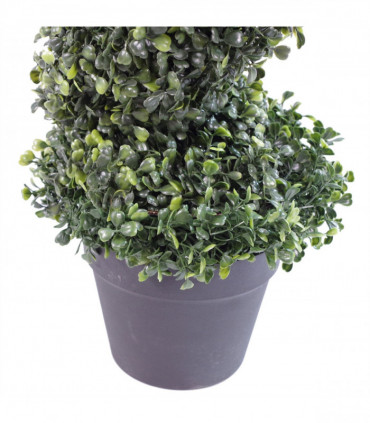 120cm (4ft) Tall Artificial Boxwood Tower Tree Topiary Spiral Metal Top