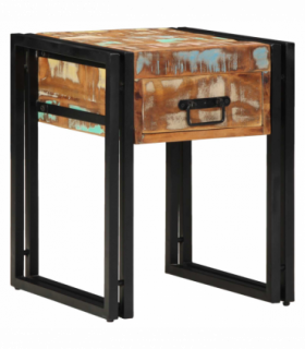 vidaXL End Table with Drawer 40 x 40 x 50 cm Solid Reclaim Wood