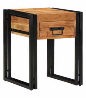 vidaXL End Table Brown and Black 40 x 40 x 50 cm Solid Acacia Wood