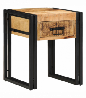 vidaXL End Table Brown and Black 40 x 40 x 50 cm Solid Mango Wood