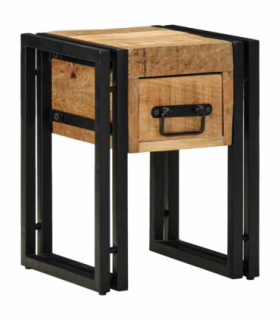 vidaXL End Table Brown and Black 30 x 30 x 40 cm Solid Mango Wood