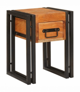 vidaXL End Table Brown and Black 30 x 30 x 40 cm Solid Acacia Wood