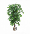 120cm Artificial Ficus Tree / Plant - Large Bushy Shape Silver Metal Planter