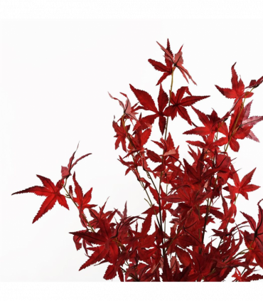Artificial Red Maple Tree 120cm Tall Wired Stems Pre-Potted Black Plastic Pot