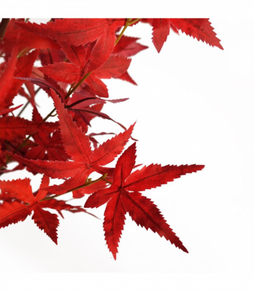 Artificial Red Maple Tree 120cm Tall Wired Stems Pre-Potted Black Plastic Pot