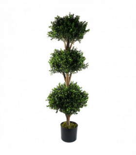 120cm Buxus Triple Ball Artificial Tree UV Resistant Outdoor Topiary