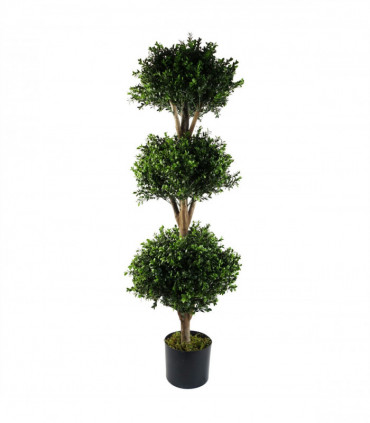 120cm Buxus Triple Ball Artificial Tree UV Resistant Outdoor Topiary