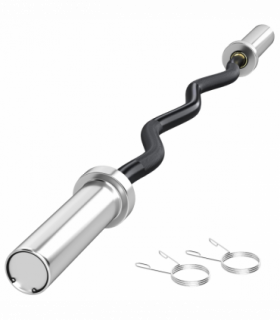 120cm EZ Curl Bar with Spring Clips, Barbell Bar for 5cm Weight Plates, 8kg