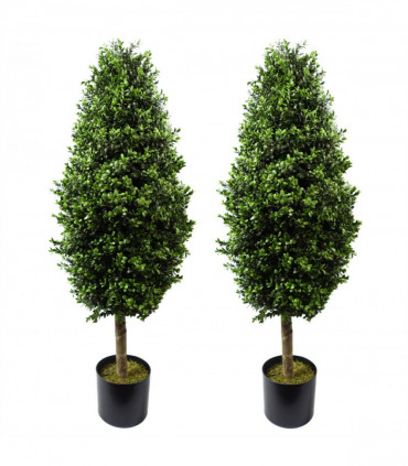 120cm Pair of Buxus Ball Cone Artificial Tree UV Resistant Outdoor