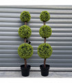 120cm Pair of Green Triple Ball Topiary Trees