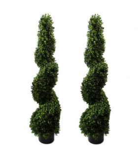 120cm Pair of Spiral Buxus Artificial Tree UV Resistant Outdoor
