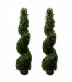 120cm Pair of Spiral Buxus Artificial Tree UV Resistant Outdoor