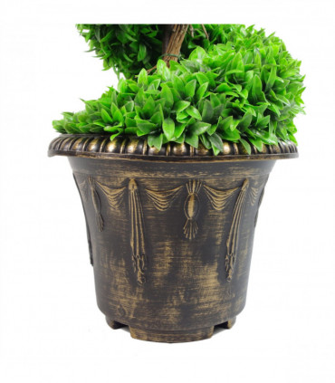 Artificial Boxwood Spiral Trees Purple Large Leaf 120cm High Decorative Planter