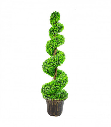 Artificial Boxwood Spiral Trees Purple Large Leaf 120cm High Decorative Planter