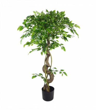 120cm Twisted Trunk Artificial Japanese Fruticosa Style Ficus Tree Copper Planter